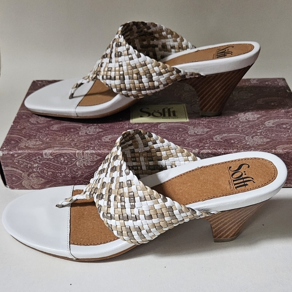 Brand new in box, Sofft Maben shoes size 9 in white/multi. Weave thong heel sand - Picture 4 of 12